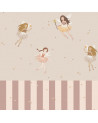Papier peint enfant petites fées beige et rayures