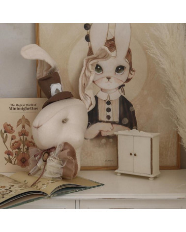Trophée Lapin en lin beige - M. Hatter