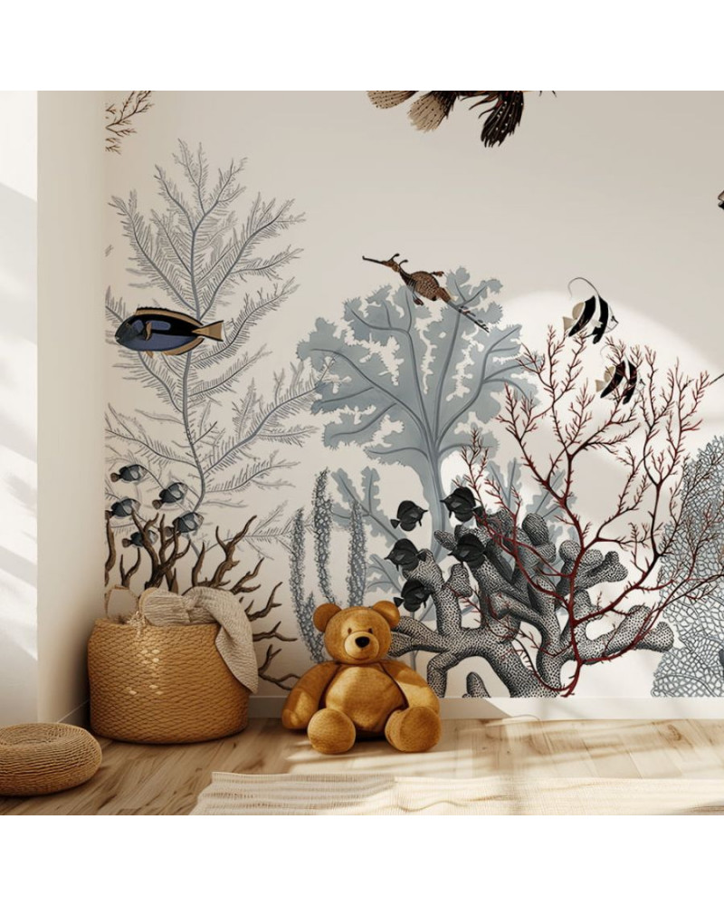 Papier peint enfant Roaring reef - white kikki belle