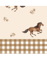 Papier peint enfant chevaux et carreaux marrons