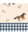 Papier peint enfant chevaux et carreaux bleus