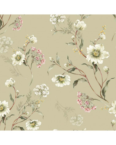 echantillon papier peint enfant light Green Blossom