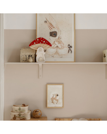 Lampe veilleuse en bois maison champignon - rouge - Little lights