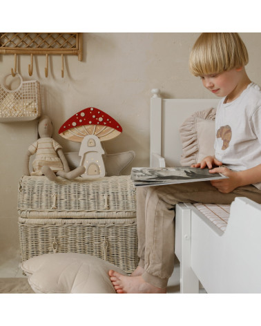 Lampe veilleuse en bois maison champignon - rouge - Little lights