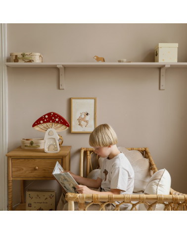 Lampe veilleuse en bois maison champignon - rouge - Little lights