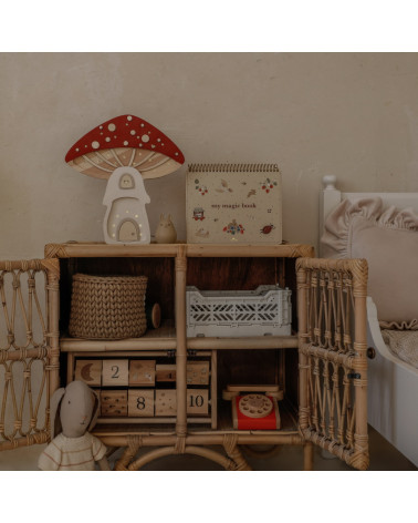 Lampe veilleuse en bois maison champignon - rouge - Little lights