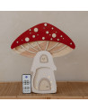 Lampe veilleuse en bois maison champignon - rouge - Little lights