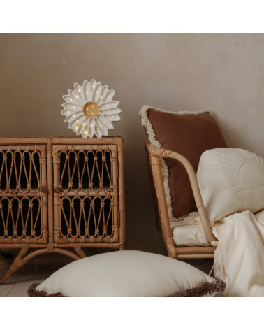 Lampe veilleuse en bois marguerite blanche - little lights