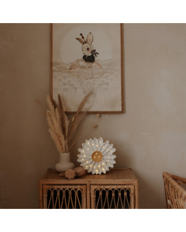 Lampe veilleuse en bois marguerite blanche - little lights