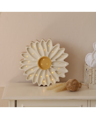 Lampe veilleuse en bois marguerite blanche - little lights