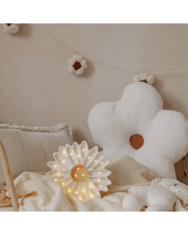 Lampe veilleuse en bois marguerite blanche - little lights