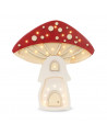 Lampe veilleuse en bois maison champignon - rouge - Little lights