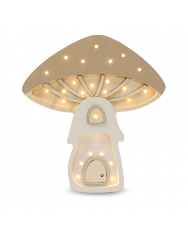Lampe veilleuse en bois maison champignon - marron clair Little Lights