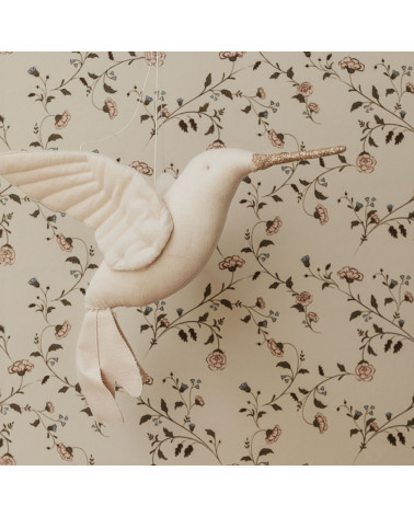 Trophée colibri en lin light beige à suspendre