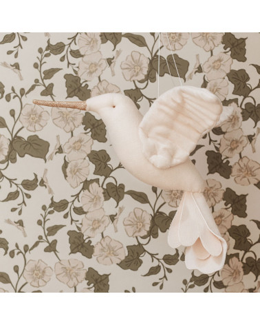 Trophée colibri en lin light beige à suspendre
