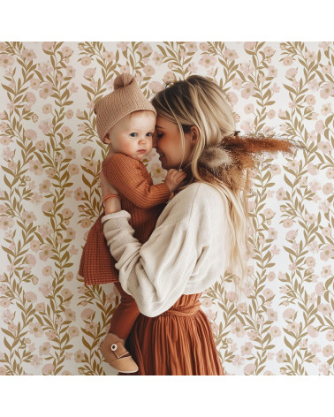 Papier peint enfant - Guirlandes de fleurs - Lilipinso