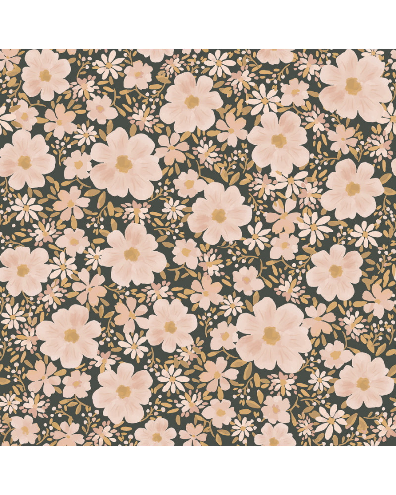 Papier peint enfant - les fleurs fond nuit - Lilipinso