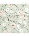 Papier peint enfant - éclosion florale fond vert - Lilipinso