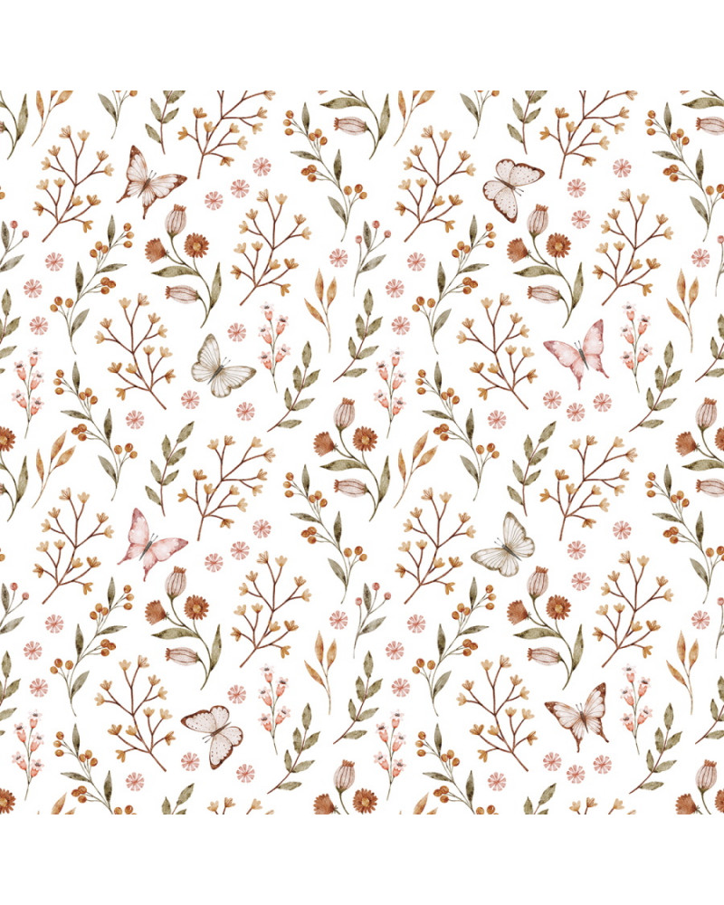 Papier peint enfant - papillons et fleurs - Lilipinso