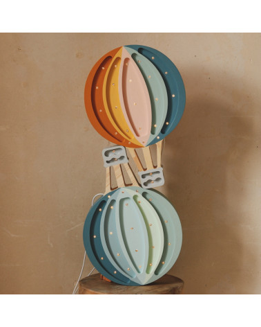 Lampe veilleuse en bois montgolfière Arc-en-ciel rétro / retro rainbow - Little lights