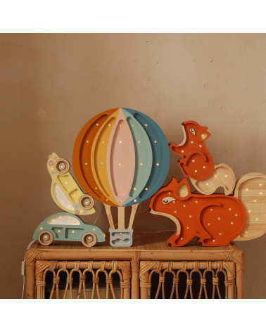 Lampe veilleuse en bois montgolfière Arc-en-ciel rétro / retro rainbow - Little lights