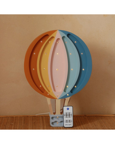 Lampe veilleuse en bois montgolfière Arc-en-ciel rétro / retro rainbow - Little lights