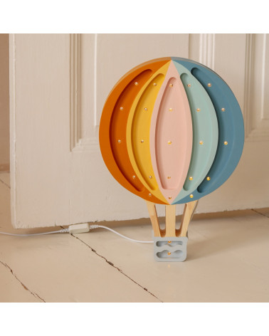 Lampe veilleuse en bois montgolfière Arc-en-ciel rétro
