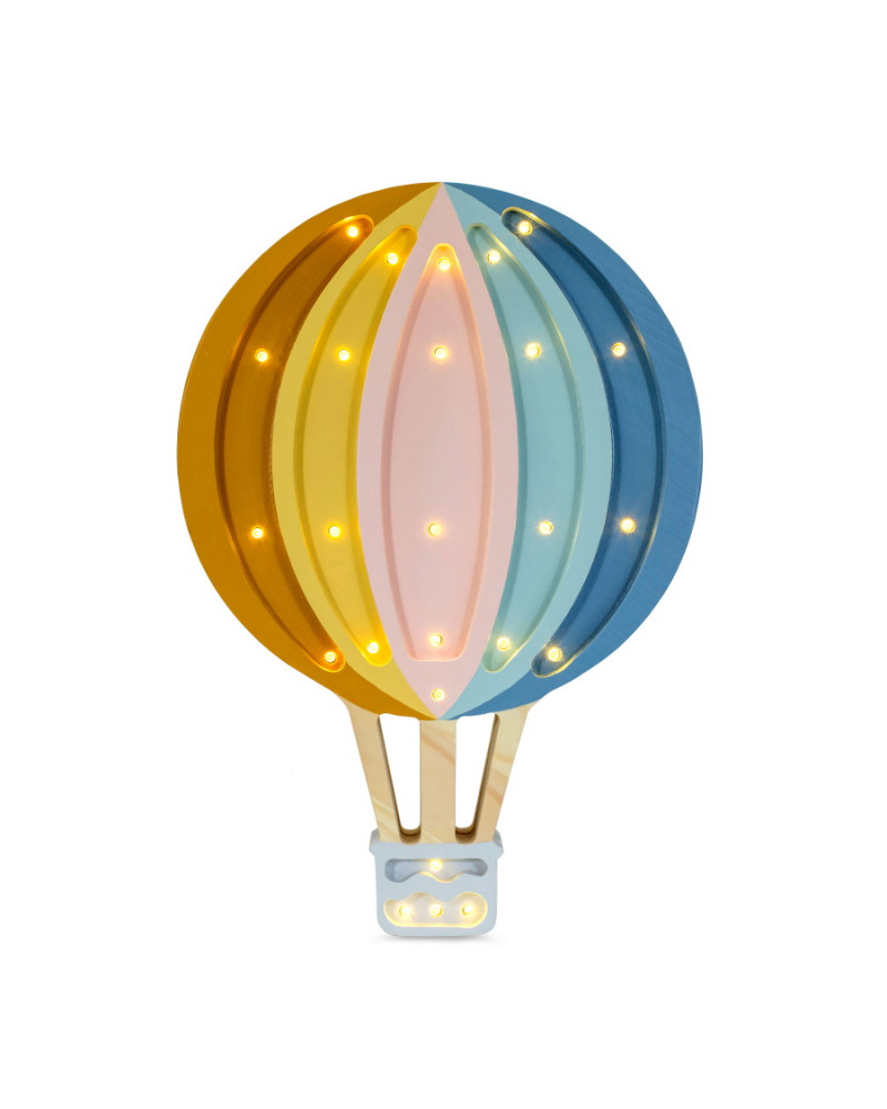 Lampe veilleuse en bois montgolfière Arc-en-ciel rétro / retro rainbow - Little lights