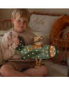 Lampe veilleuse en bois avion vintage avec ourson - khaki pastel Little lights