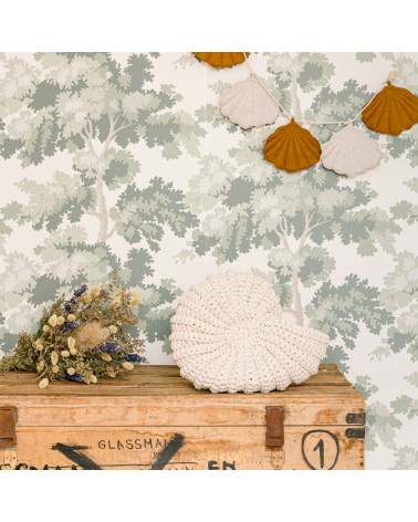 Coquillage rond crème en crochet