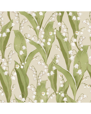 Papier peint enfant muguet -fond beige