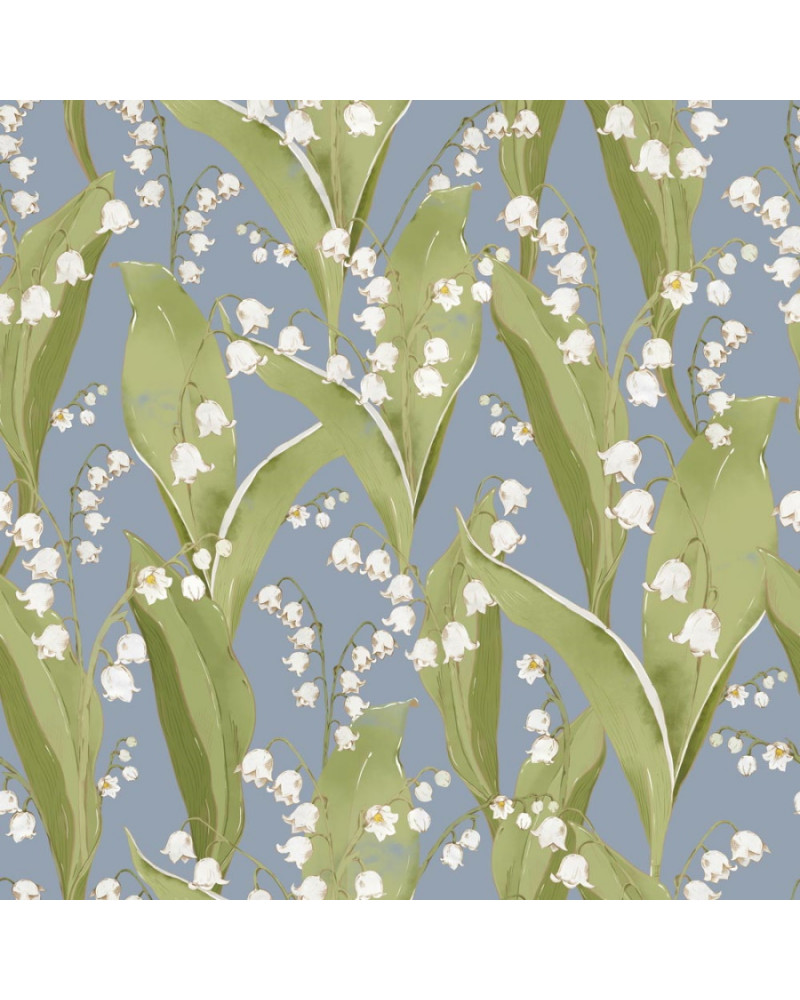 Papier peint enfant muguet - fond bleu