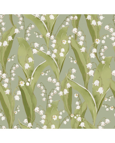 Papier peint enfant muguet - fond vert