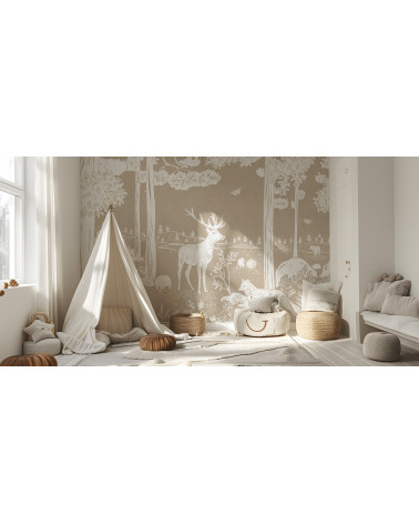 Papier peint enfant Monochrome Forest - Brown - Kikki Belle