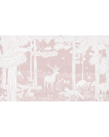 Papier peint enfant Monochrome Forest - Pink - Kikki Belle