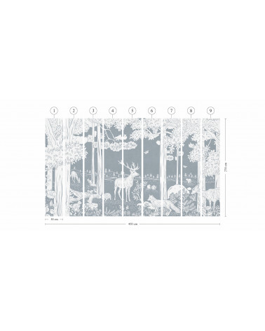 Papier peint enfant Monochrome Forest - Blue - Kikki belle