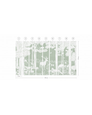 Papier peint enfant Monochrome Forest - Green - Kikki belle