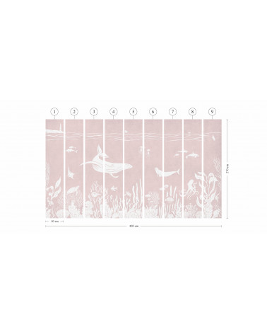 Papier peint enfant Monochrome Sea - Pink - Kikki Belle