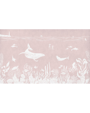 Papier peint enfant Monochrome Sea - Pink - Kikki Belle
