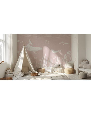 Papier peint enfant Monochrome Sea - Pink - Kikki Belle