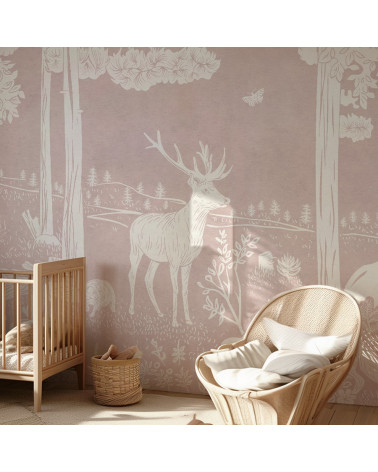 Papier peint enfant Monochrome Forest - Pink - Kikki Belle