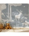 Papier peint enfant Monochrome Forest - Blue - Kikki belle