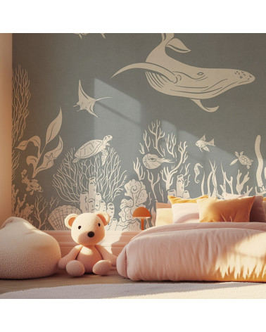 Papier peint enfant Monochrome Sea - Blue - Kikki Belle