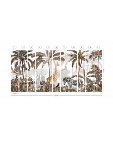 Papier peint enfant Jungle Jive - Sepia - Kikki Belle