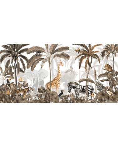 Papier peint enfant Jungle Jive - Sepia - Kikki Belle
