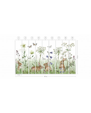 Papier peint enfant lapins dans les sous-bois - kikki belle