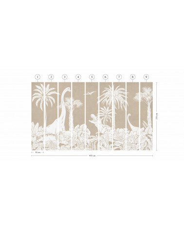 Papier peint enfant Monochrome Dino - Brown