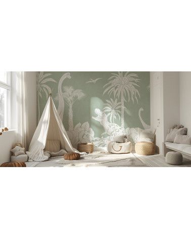 Papier peint enfant Monochrome Dino - Green