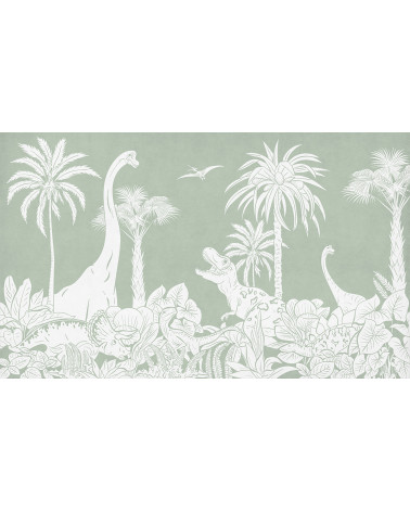 Papier peint enfant Monochrome Dino - Green