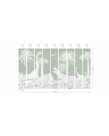 Papier peint enfant Monochrome Dino - Green